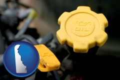 delaware map icon and automobile engine fluid fill caps