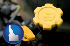 idaho map icon and automobile engine fluid fill caps