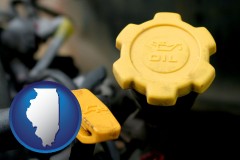 illinois map icon and automobile engine fluid fill caps