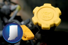 indiana map icon and automobile engine fluid fill caps