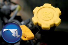 maryland map icon and automobile engine fluid fill caps
