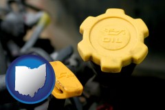 ohio map icon and automobile engine fluid fill caps
