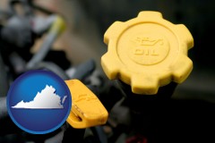 virginia map icon and automobile engine fluid fill caps