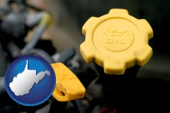 wv map icon and automobile engine fluid fill caps
