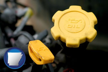 automobile engine fluid fill caps - with Arkansas icon