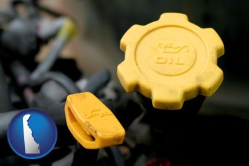 automobile engine fluid fill caps - with Delaware icon