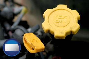 automobile engine fluid fill caps - with Kansas icon