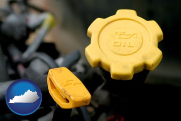 automobile engine fluid fill caps - with Kentucky icon