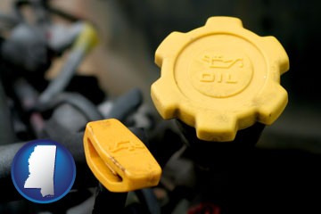 automobile engine fluid fill caps - with Mississippi icon