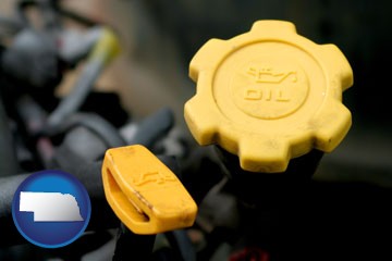 automobile engine fluid fill caps - with Nebraska icon