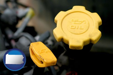 automobile engine fluid fill caps - with Pennsylvania icon