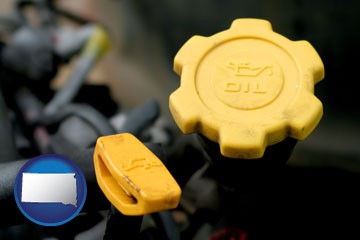 automobile engine fluid fill caps - with South Dakota icon